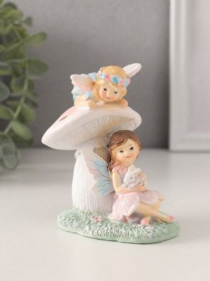 Фигурка полистоун «Девочки-феи с грибочком и кроликом», 9x6.5x10 см