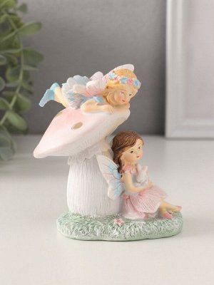 Фигурка полистоун «Девочки-феи с грибочком и кроликом», 9x6.5x10 см