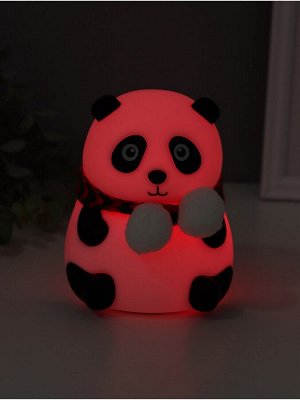 Фигурка светящаяся RISALUX «Панда в шарфе», 2 Вт, LED-ночник антистресс, RGB, USB, 10.5x10x13.5 см