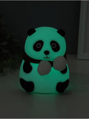 Фигурка светящаяся RISALUX «Панда в шарфе», 2 Вт, LED-ночник антистресс, RGB, USB, 10.5x10x13.5 см