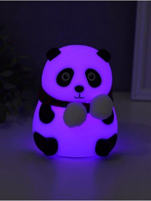 Фигурка светящаяся RISALUX «Панда в шарфе», 2 Вт, LED-ночник антистресс, RGB, USB, 10.5x10x13.5 см