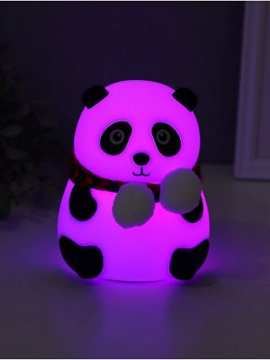 Фигурка светящаяся RISALUX «Панда в шарфе», 2 Вт, LED-ночник антистресс, RGB, USB, 10.5x10x13.5 см