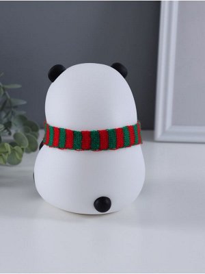 Фигурка светящаяся RISALUX «Панда в шарфе», 2 Вт, LED-ночник антистресс, RGB, USB, 10.5x10x13.5 см