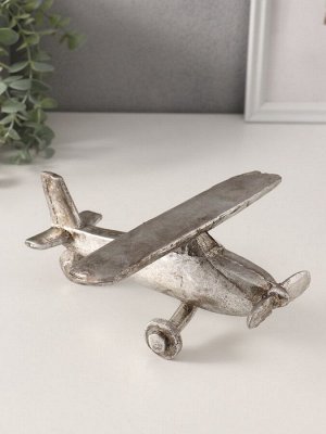 Фигурка полистоун «Ретро самолёт. Моноплан», серебро с патиной, 21x21x9 см