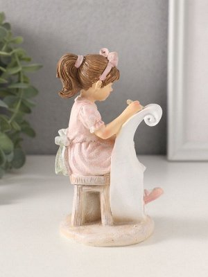 Фигурка «Девочка рисует, с котиком», полистоун, розовый 7.5x7x13 см