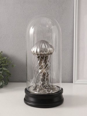 Фигурка в колбе «Медуза», полистоун, серебро, 14x14x30 см
