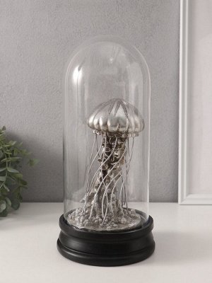 Фигурка в колбе «Медуза», полистоун, серебро, 14x14x30 см