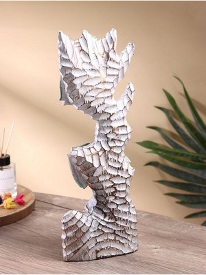 Скульптура «Экзотические рыбы», 15x8x40 см, дерево албезия, бирюзовая