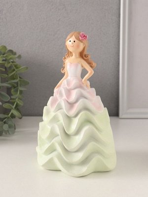 Фигурка полистоун «Девочка-зефирка», розово-зелёный, 11.5x10.5x18.5 см