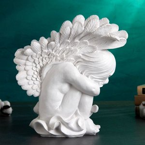 Фигура "Ангел склонился" белый, 37х19х38см
