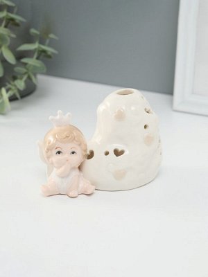 Сувенир керамика свет "Малыш-ангелок в короне" 6,5х11х8 см