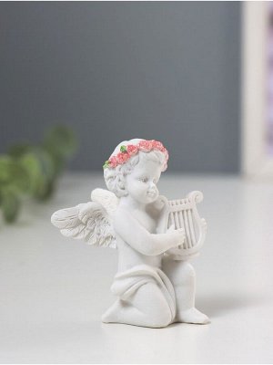 Фигурка полистоун «Белоснежный ангел с арфой», 7x5.5x8 см
