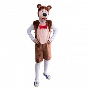 Карнавальный костюм «Медведь Потап», плюш, комбинезон, шапка-маска, рост 122-128 см