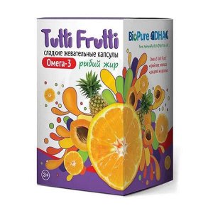 Tutti Frutti Омега 3 капс. жеват. сладкие 500мг №60 банки и/у БАД	Bioriginal Europe/As
