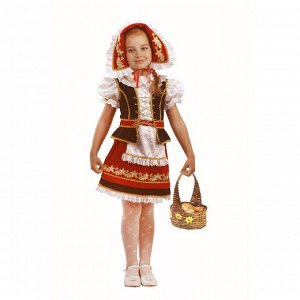Карнавальный костюм «Красная Шапочка», (бархат, парча), размер 30, рост 116 см