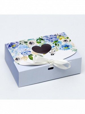 Коробка складная 16,5 х11,5 х5 см Лиловые цветы с окном 1/5
