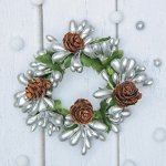Декор для творчества &quot;Венок с шишечками&quot; серебро 7,5х7,5 см