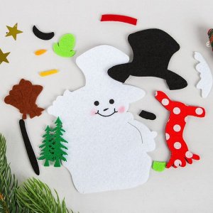 Набор для творчества - создай новогоднее украшение «Венок - снеговик с метлой»