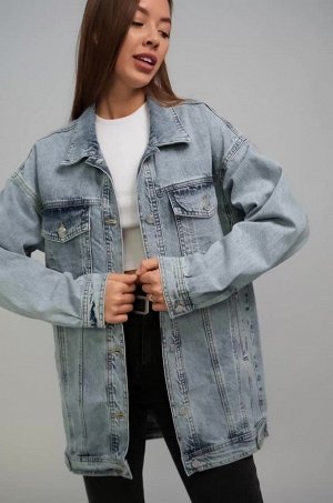Женская удлиненная джинсовая куртка оверсайз Happyfox
