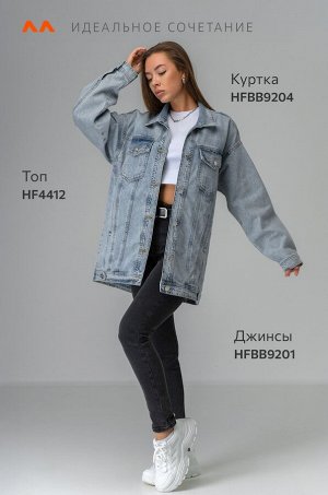 Женская удлиненная джинсовая куртка оверсайз Happyfox