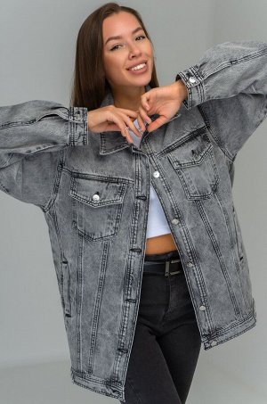 Женская удлиненная джинсовая куртка оверсайз Happyfox