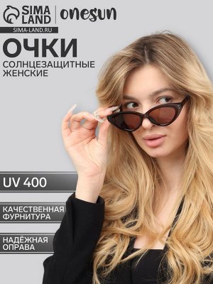 Очки солнцезащитные женские OneSun, uv 400, дужка 14 см, ширина 15 см, 4.2x6.5 см, коричневые
