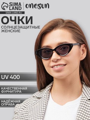 Очки солнцезащитные женские OneSun, uv 400, дужка 14 см, ширина 15 см, линза 4.2x6.5 см, черные