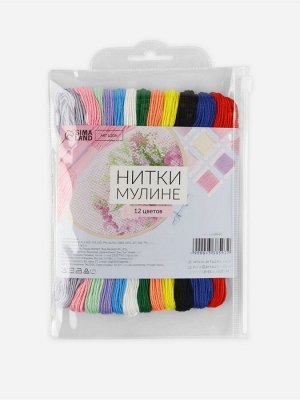 Нитки мулине №13/14, 8±1 м, набор 12 шт., разноцветные