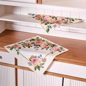 Винтажный комплект салфеток 40x40 см, кремовый, 100% хлопок, твил (2 шт.), 1 шт.