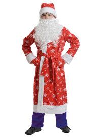 Костюм карнавальный "Дед Мороз" детский ткань-плюш, красный, рост 92-110 см.