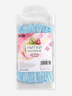 Нитки мулине №3841, 8±1 м, набор 6 шт., светло-голубой