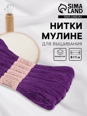 Нитки мулине №3348, 8±1 м, набор 6 шт., фиолетовый