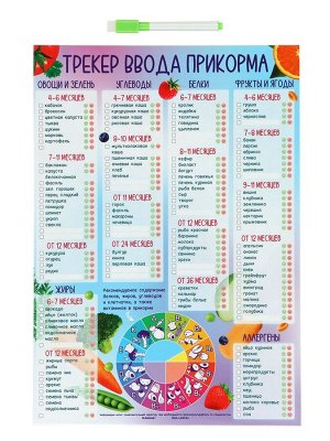 Магнитный трекер ввода прикорма по месяцам для малышей и маркер, на магните