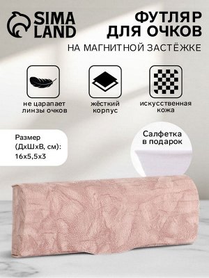 Футляр для очков на магните, длина 16 см, розовый