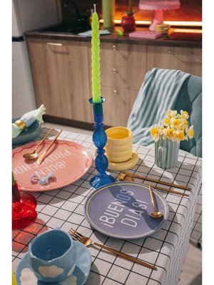 Тарелки SL Home «Уроки испанского: ¡Hasta mañana - Buenos dias», d=22 см, набор 2 шт., фарфор, белые, фиолетовые