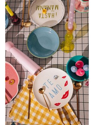 Тарелки SL Home «Уроки испанского: Amor - Te amo», d=22 см, набор 2 шт., фарфор, белые, розовые