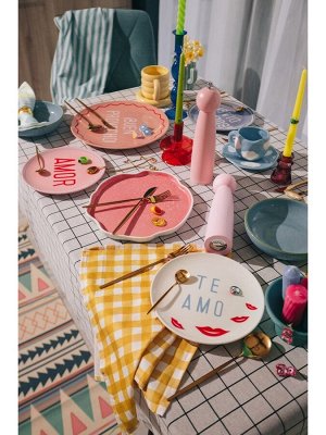 Тарелки SL Home «Уроки испанского: Amor - Te amo», d=22 см, набор 2 шт., фарфор, белые, розовые
