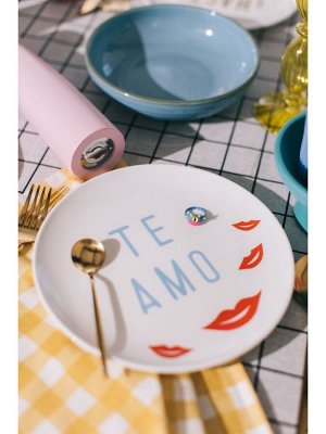 Тарелки SL Home «Уроки испанского: Amor - Te amo», d=22 см, набор 2 шт., фарфор, белые, розовые