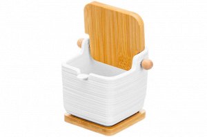 Банка для сыпучих продуктов 300 мл с ложкой и откидной крышкой, 12x9x9,5 см, "Шелк"