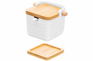 Банка для сыпучих продуктов 300 мл с ложкой и откидной крышкой, 12x9x9,5 см, "Шелк"