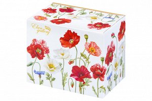 Чайник 380 мл "Маки" из костяного фарфора NEW BONE CHINA, размеры 17x10x12 см