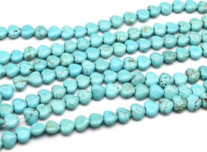 Бусины из бирюзы (Турквенит) сердце 11*10мм, 38см, 40 бусин