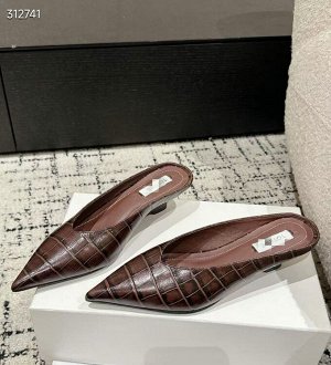 Сабо женские на танкетке кожаные