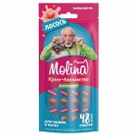 Molina Лакомство д/кош Пюре д/вывод комков шерсти с лососем 4шт/48гр (1/24)