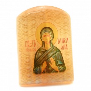 Именная икона из селенита "Святая Ангелина" арка большая, 50*30*65мм