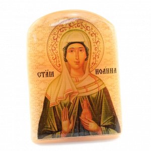 Именная икона из селенита "Святая Иоанна (Жанна) Мироносица" арка большая, 50*30*65мм