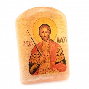 Именная икона из селенита "Святой Великомученик Никита" арка большая, 50*30*65мм
