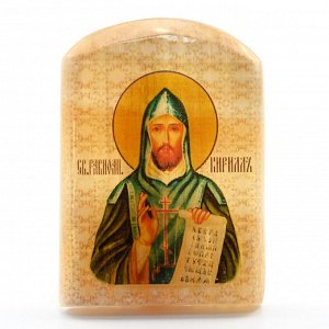 Именная икона из селенита "Святой Кирилл" арка большая, 50*30*65мм
