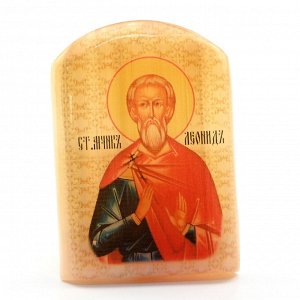 Именная икона из селенита "Святой Леонид" арка большая, 50*30*65мм