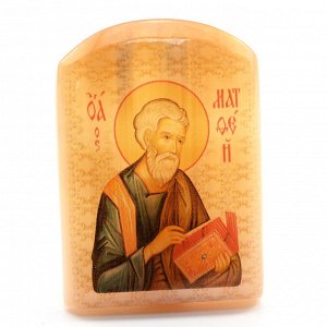 Именная икона из селенита "Святой Матфей Апостол" арка большая, 50*30*65мм
